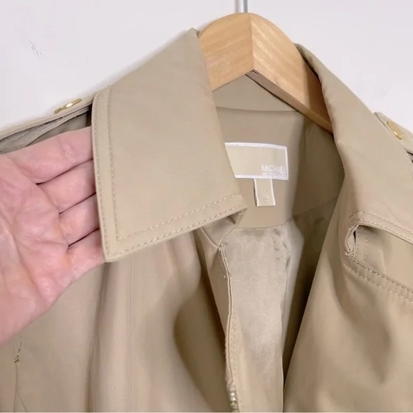 MICHAEL Michael Kors Belted Front-Zip Trench Coat preppy office travel workwear - Picture 5 of 16
